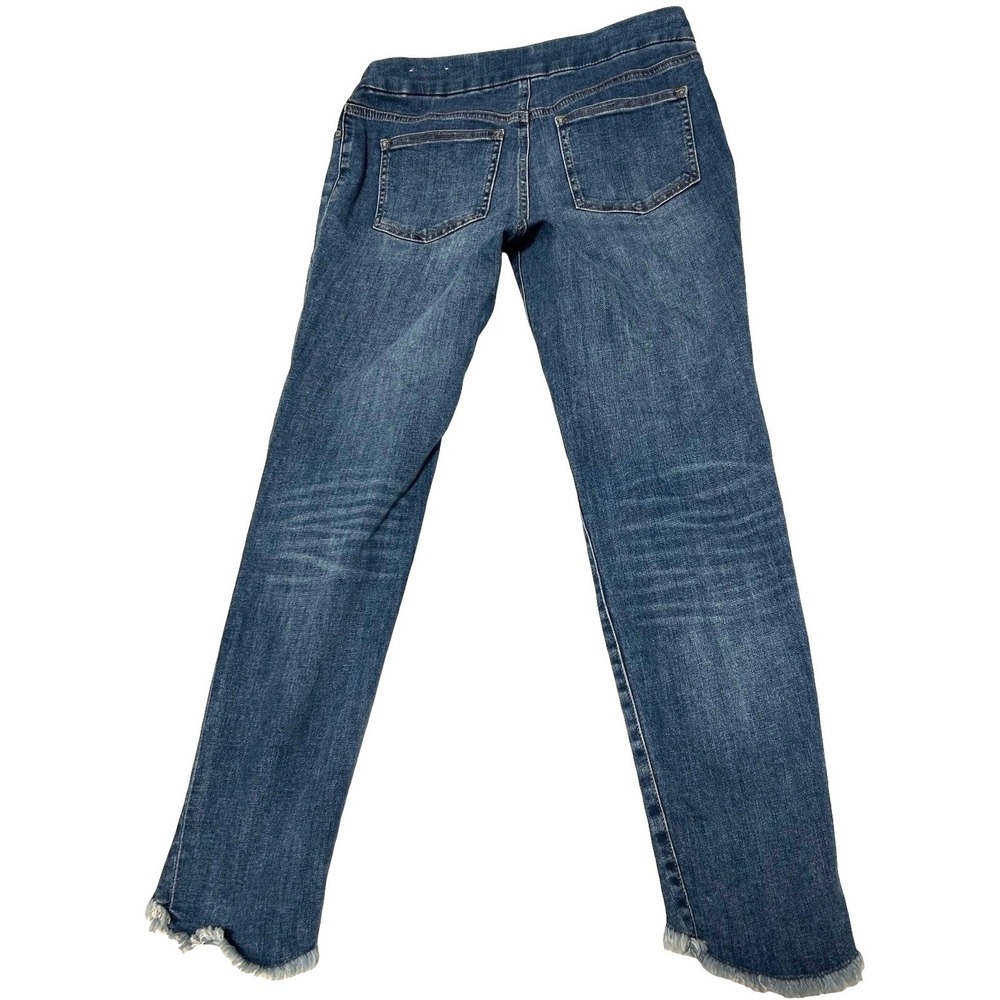 Chicos Pull On Jegging Ankle Jeans Size 00R Blue Tulip Hem Frayed Stretch Denim - Picture 2 of 8